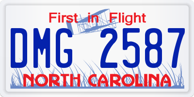 NC license plate DMG2587