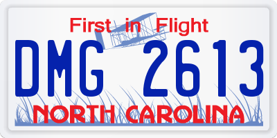 NC license plate DMG2613