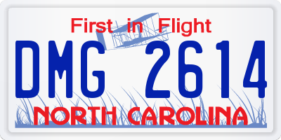 NC license plate DMG2614