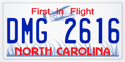 NC license plate DMG2616