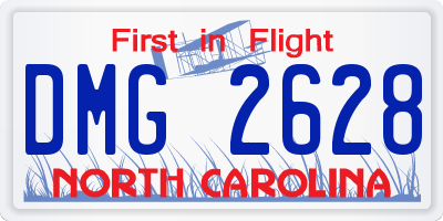 NC license plate DMG2628