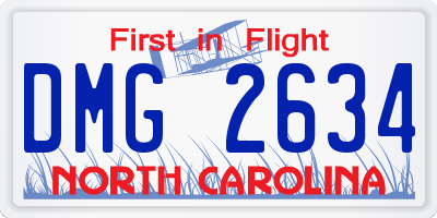 NC license plate DMG2634