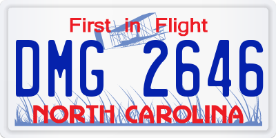 NC license plate DMG2646