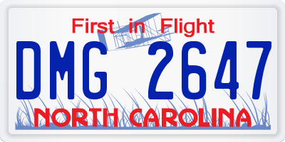 NC license plate DMG2647
