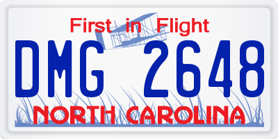 NC license plate DMG2648