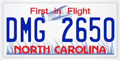 NC license plate DMG2650