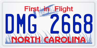 NC license plate DMG2668