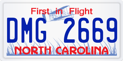 NC license plate DMG2669
