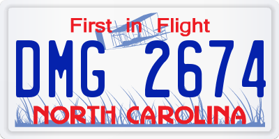 NC license plate DMG2674