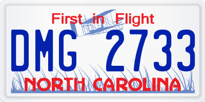 NC license plate DMG2733