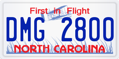 NC license plate DMG2800