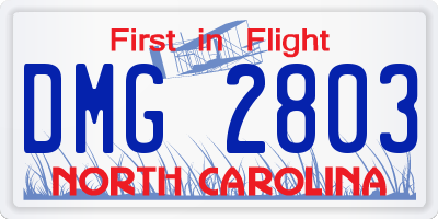 NC license plate DMG2803