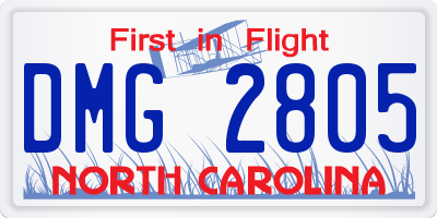 NC license plate DMG2805