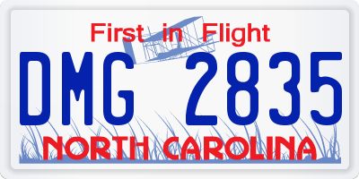NC license plate DMG2835