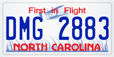 NC license plate DMG2883