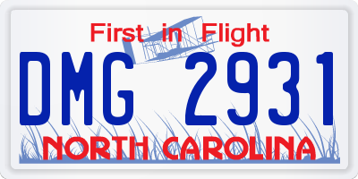 NC license plate DMG2931
