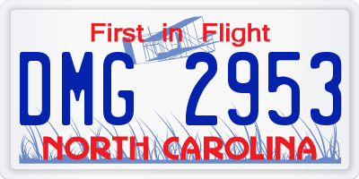 NC license plate DMG2953