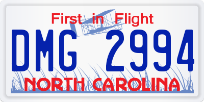 NC license plate DMG2994