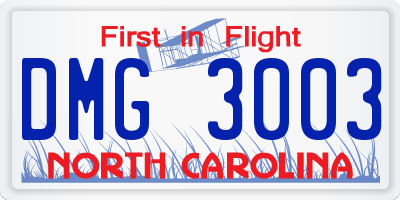 NC license plate DMG3003
