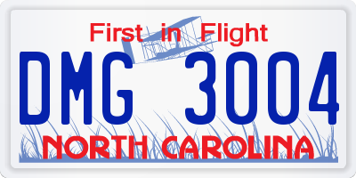 NC license plate DMG3004
