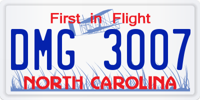 NC license plate DMG3007