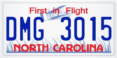 NC license plate DMG3015