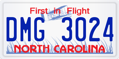 NC license plate DMG3024