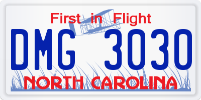 NC license plate DMG3030