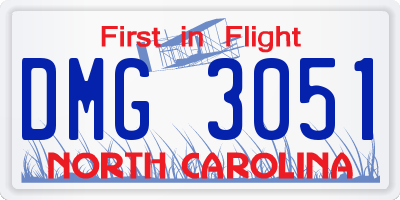 NC license plate DMG3051