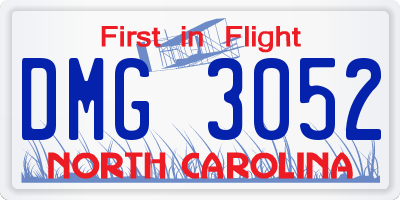 NC license plate DMG3052