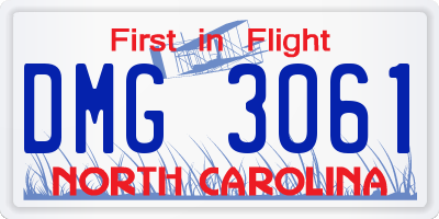 NC license plate DMG3061