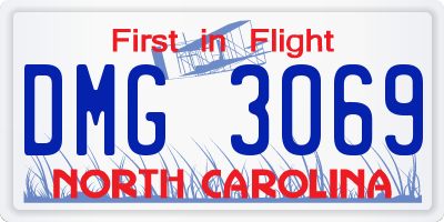 NC license plate DMG3069