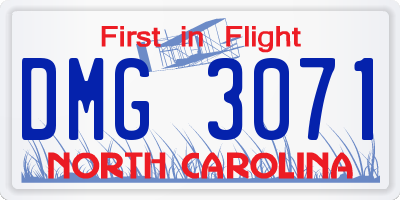 NC license plate DMG3071