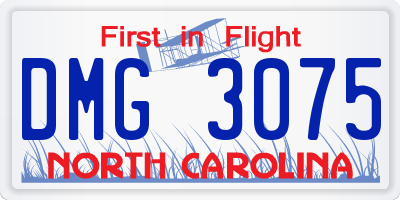 NC license plate DMG3075