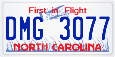 NC license plate DMG3077