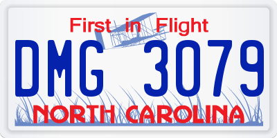 NC license plate DMG3079
