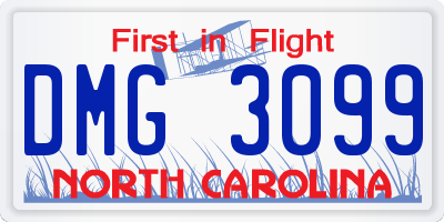 NC license plate DMG3099