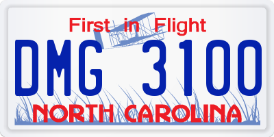 NC license plate DMG3100