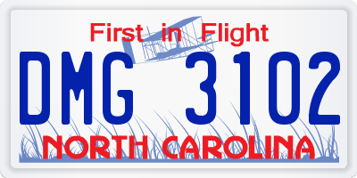 NC license plate DMG3102