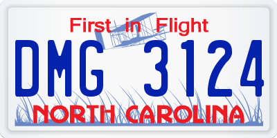 NC license plate DMG3124