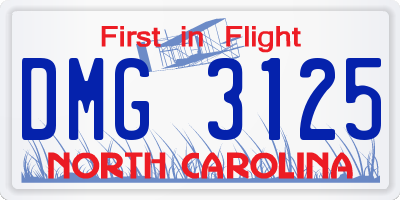 NC license plate DMG3125