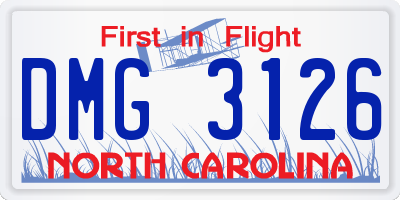NC license plate DMG3126