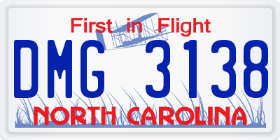 NC license plate DMG3138