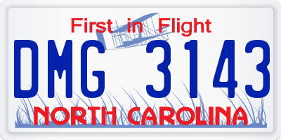 NC license plate DMG3143