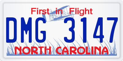 NC license plate DMG3147