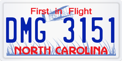 NC license plate DMG3151