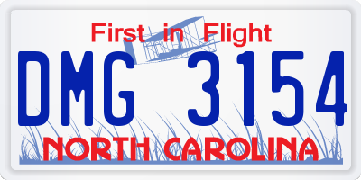 NC license plate DMG3154