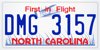 NC license plate DMG3157