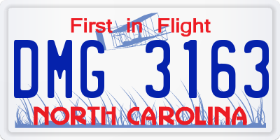 NC license plate DMG3163