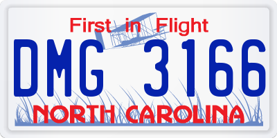 NC license plate DMG3166